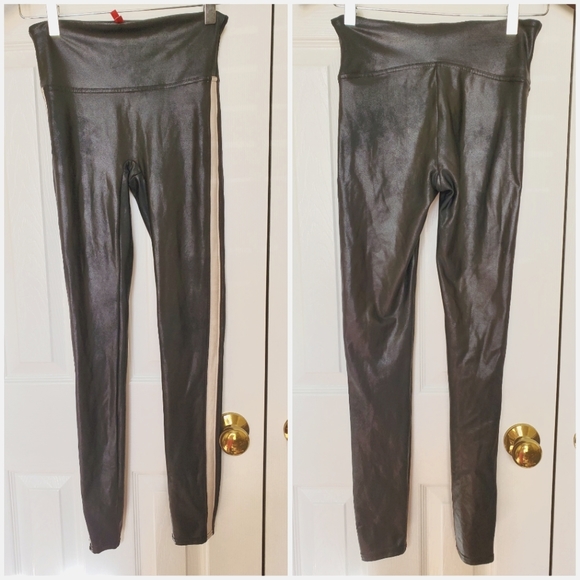 Spanx Faux Leather Side Stripe Leggings - Picture 2 of 4
